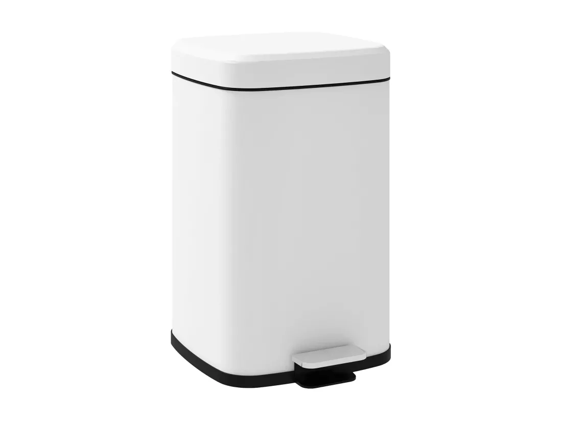 Poubelle de cuisine 20L poubelle à pédale en acier inoxydable avec couvercle à fermeture douce, compacte, seau intérieur amovible, 28L x 35l x 45H cm, blanc