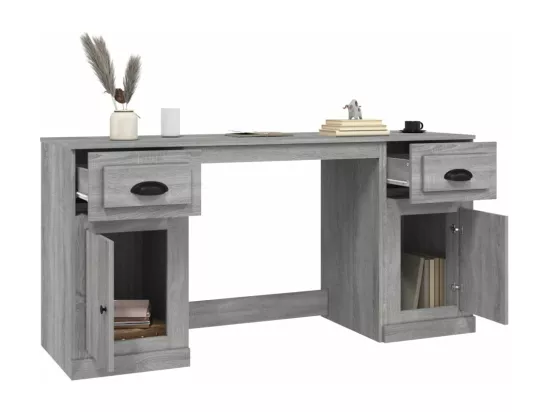 Bureau avec armoire sonoma gris bois d'ingénierie