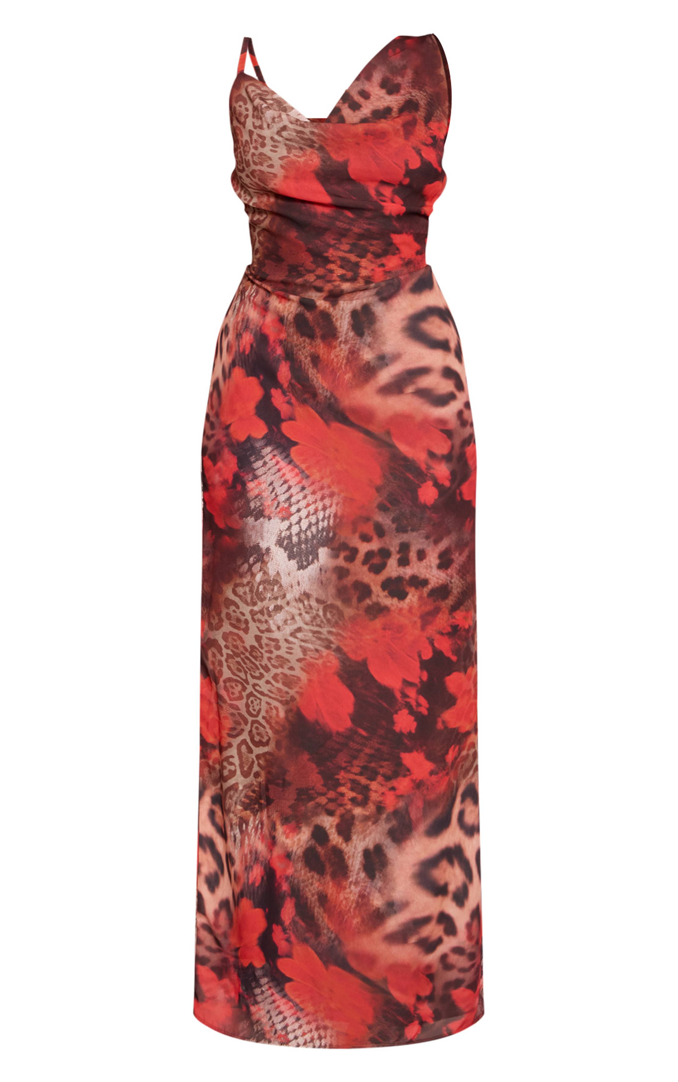 Léopard Robe Maxi En Mousseline À Imprimé Floral Et Foulard