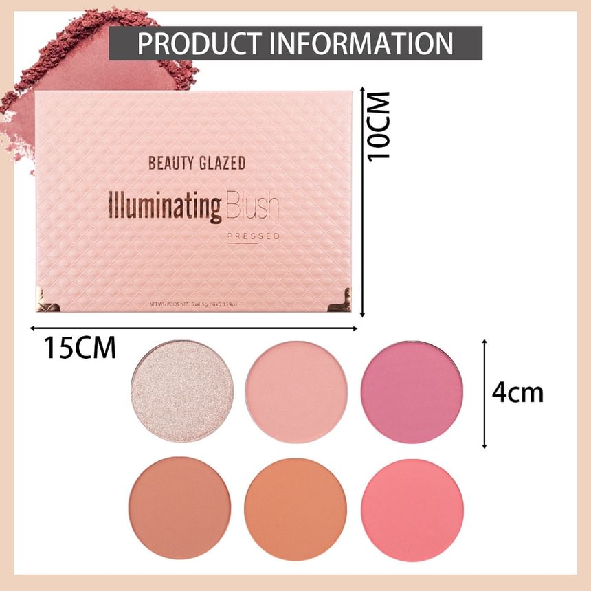 BEAUTY GLAZED - 6 kleuren blushpalet