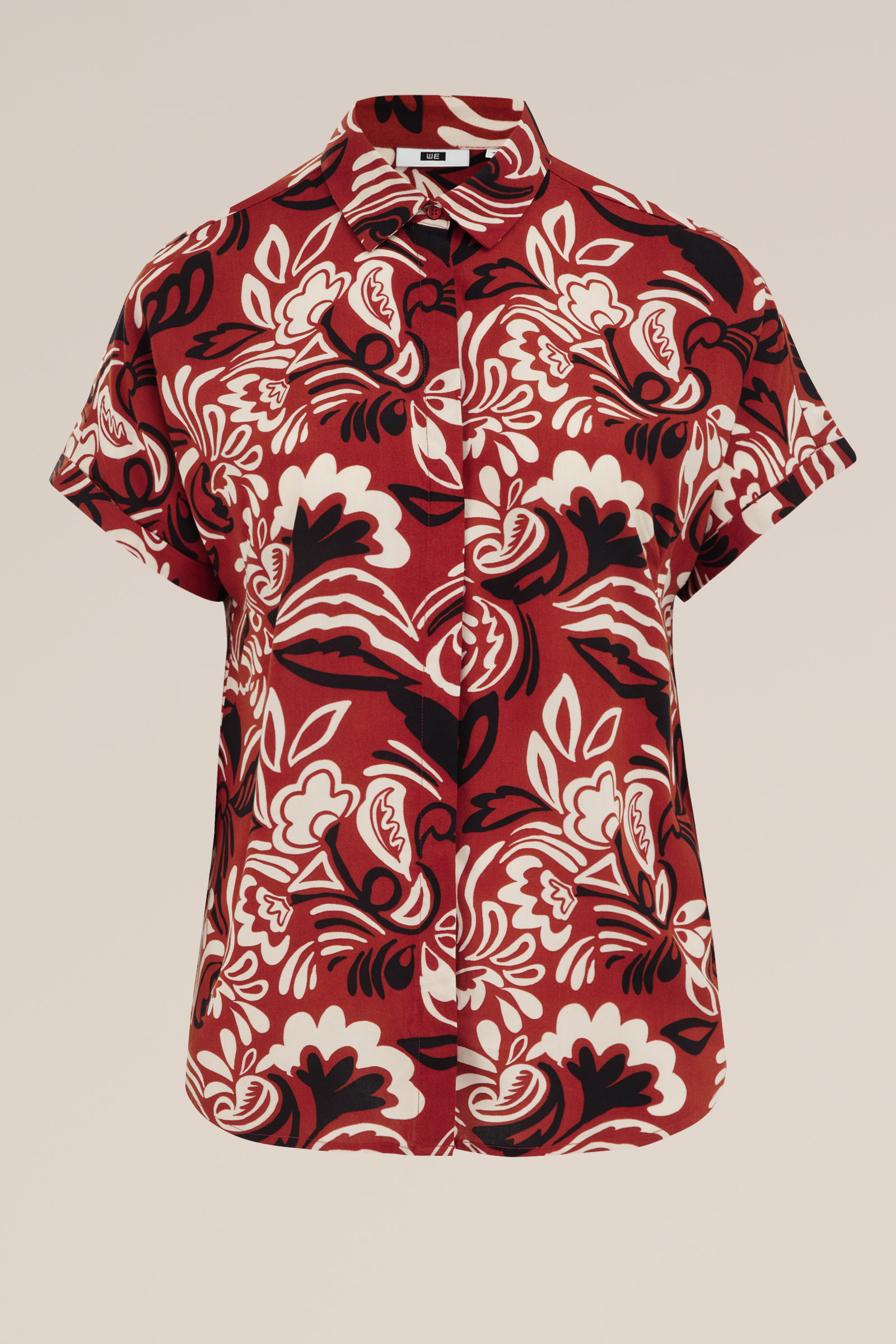 blouse met dessin - Curve WE Fashion Bruin