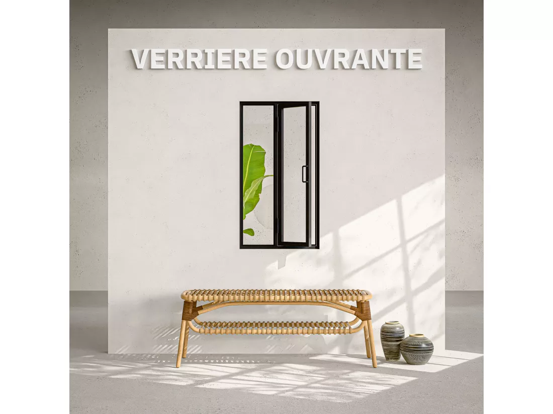 Verrière Ouvrante en Acier 2 Carreaux - Noir