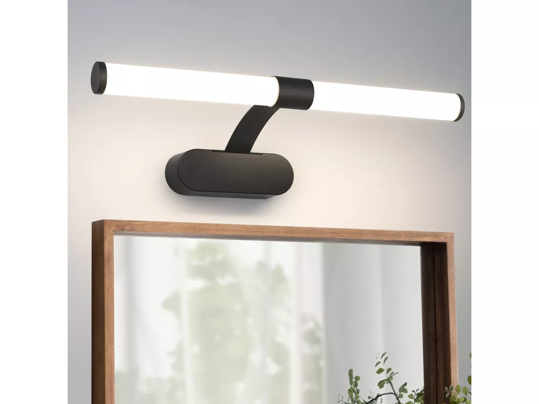 NETTLIFE Applique LED salle de bain ，lampe miroir LED, lumière blanche neutre 4000 Kelvin, 6W, étanche IP44, largeur 400mm,noire
