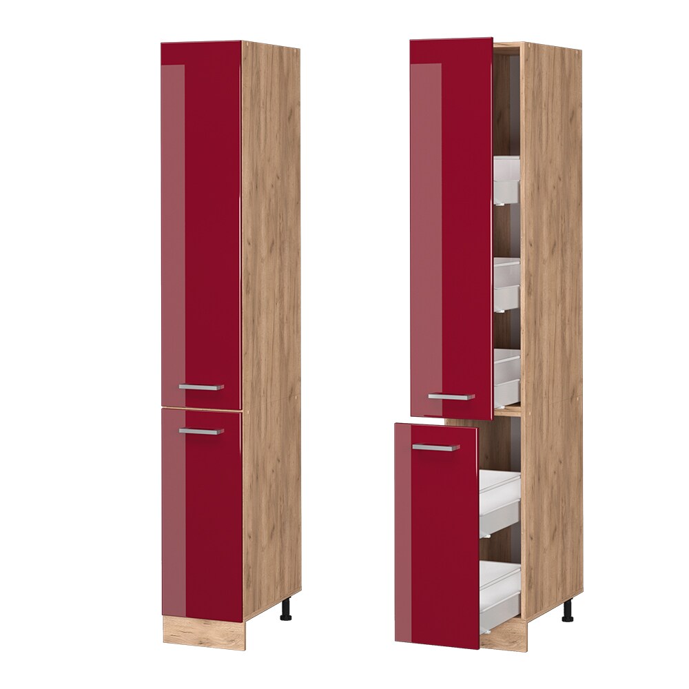 Vicco Apothekerhochschrank Küchenschrank Küchenzeile R-Line 30 cm Eiche Bordeaux