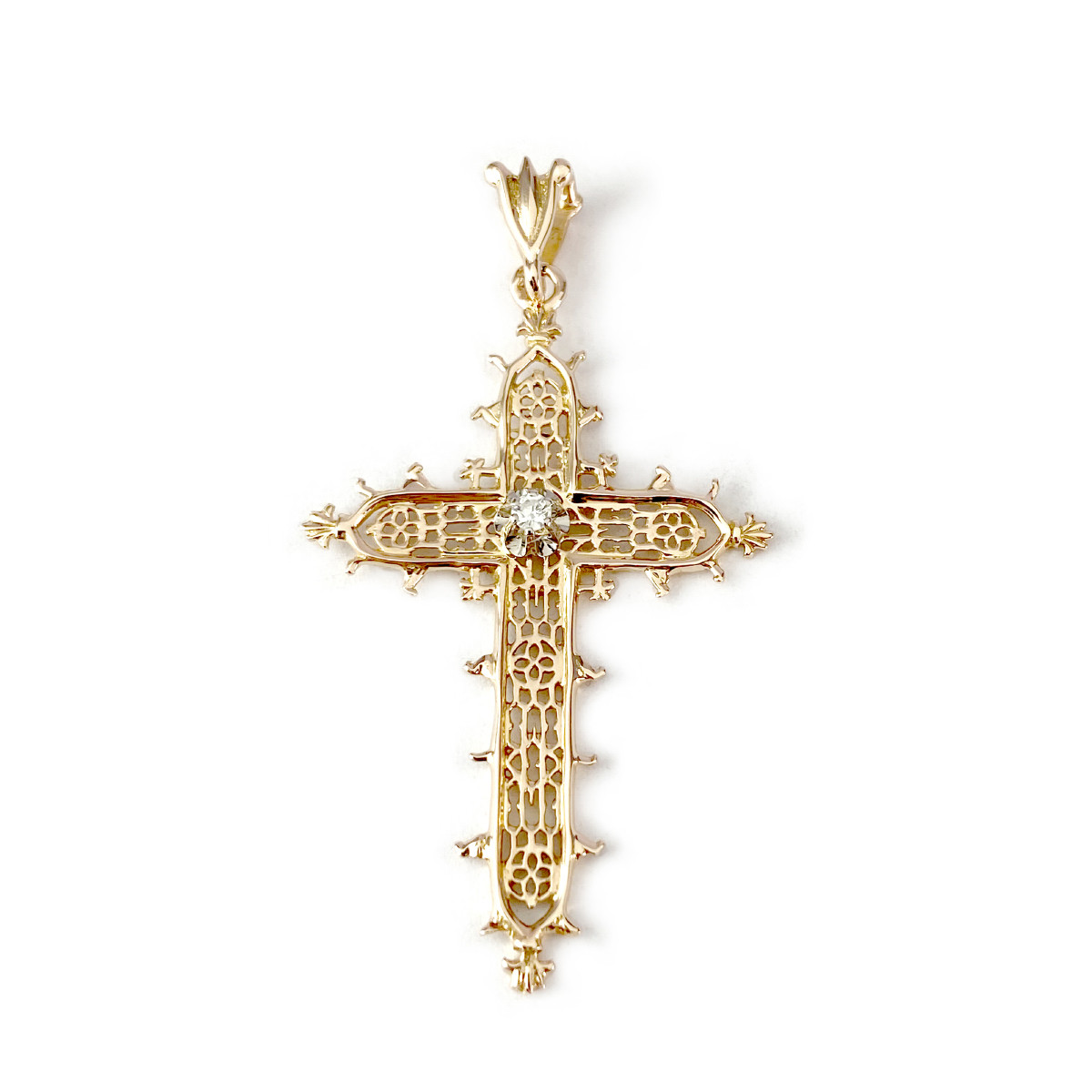Pendentif croix d'occasion or 750 jaune diamant
