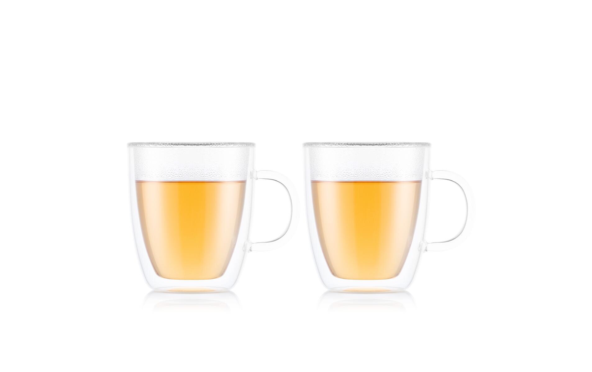 Kaffeetasse Bistro 2er Set Transparent, 0.45 lJumbotassen mit Glasgriff