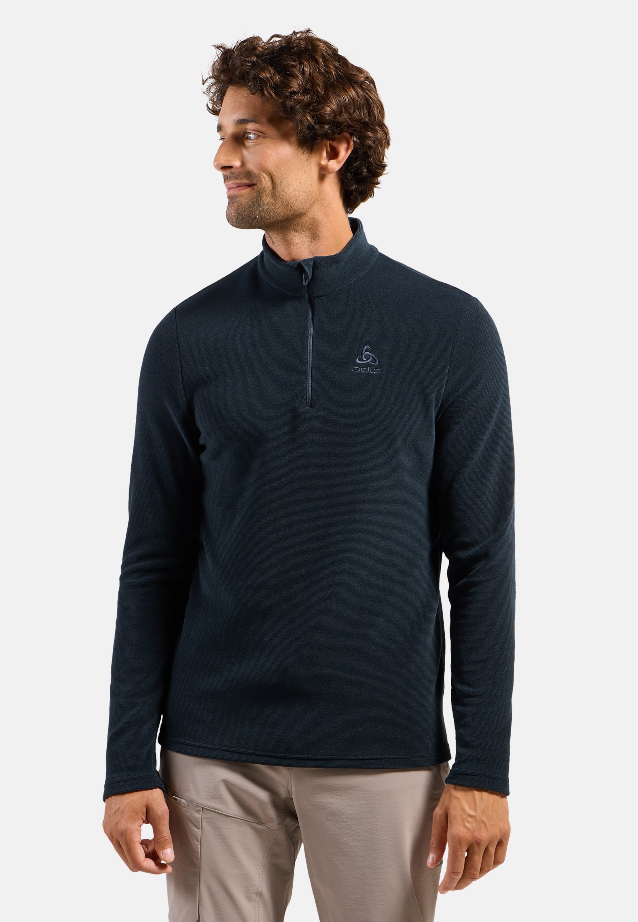 Herren Roy Mid Layer mit Halbreißverschluss in dark sapphire - black - stripes
