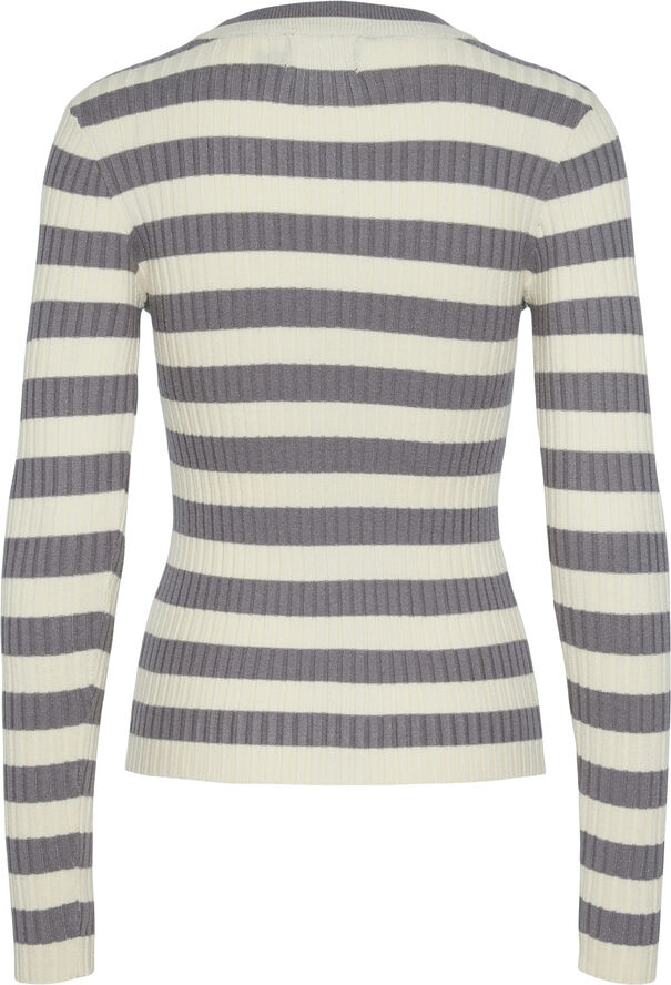 Pieces PCCRISTA LS O-NECK KNIT NOOS BC December sky/wide birch stripes