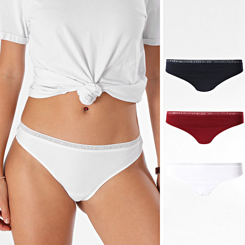 Lot De 3 Strings Femme 4890 Noir Blanc Bordeaux
