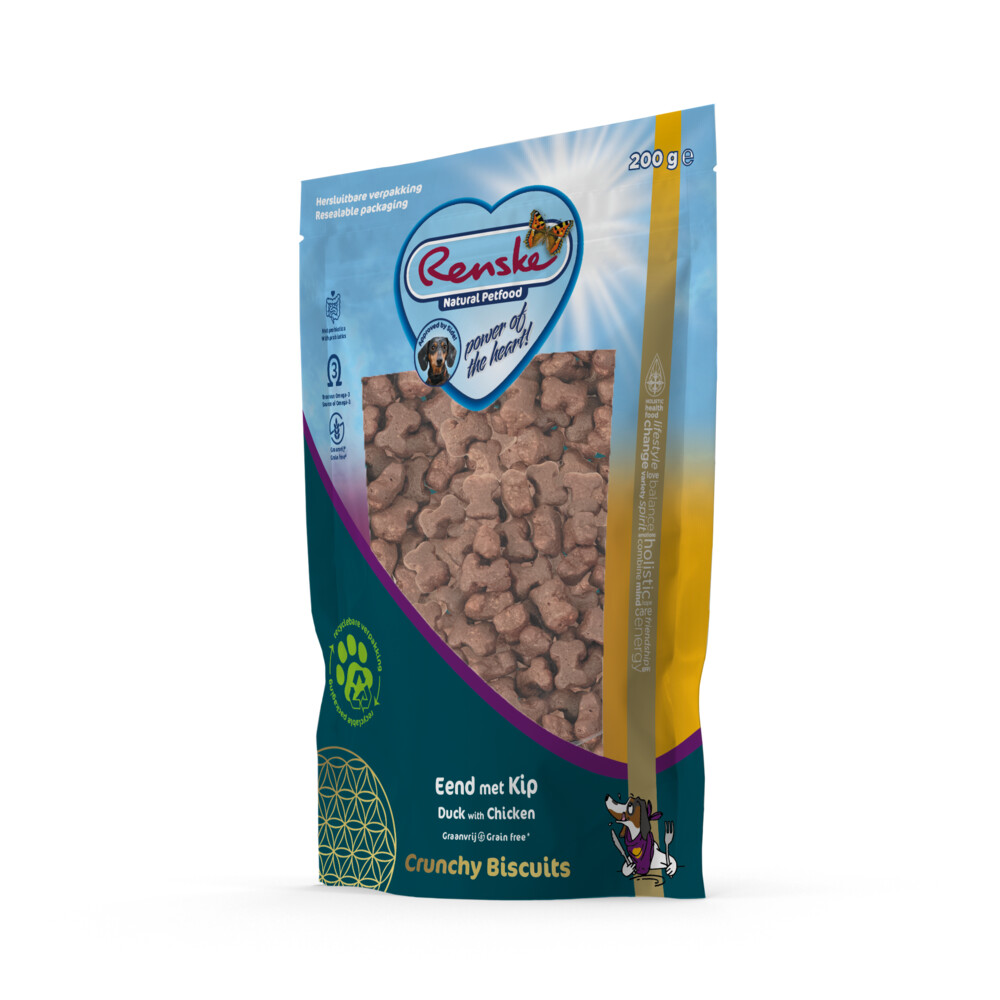 Renske Gezonde Beloning Crunchy Hondensnack Eend & Kip200 gr