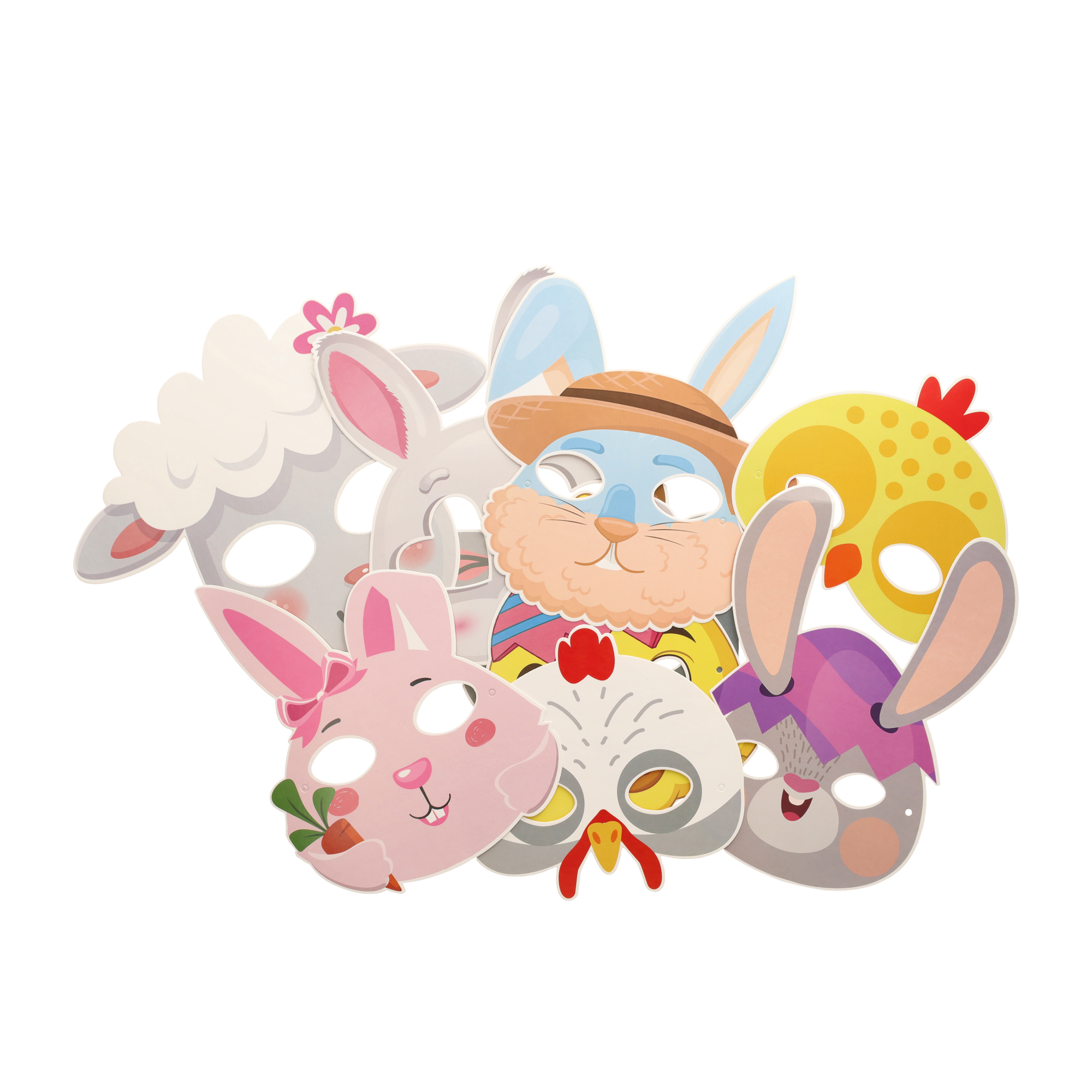 (9er Set) Papier Masken Kinder Kostüm Party Verkleidung Halbmasken Kinder Geburtstag Foto Requisite - Tiere