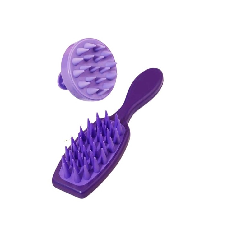 Set: Haarwasch- und Kopfhautmassagebürste + Purple Kopfhautmassagegerät