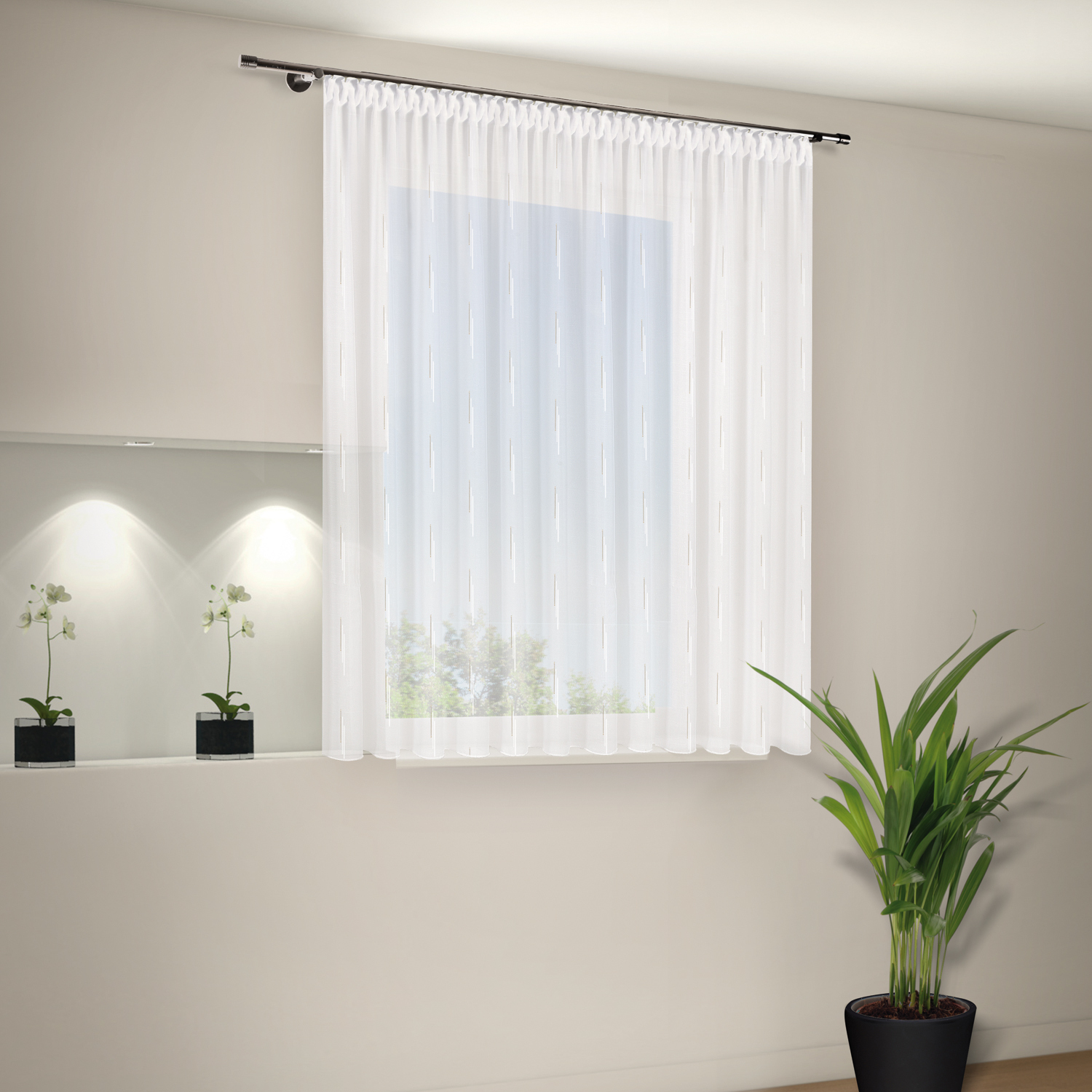 Store- weiß-beige - 300x175 cm