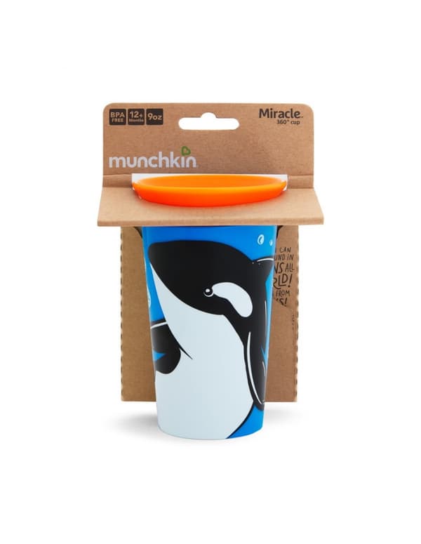 MUNCHKIN WildLove Sippy Cup, orca, Miracle 360,  6m+, 266 ml, 05177802