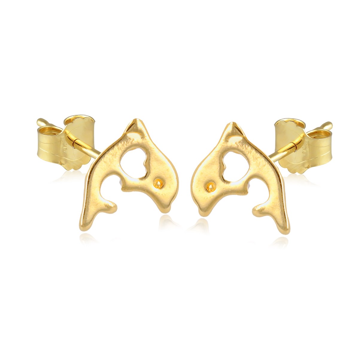Boucles d'oreille plaqué or dauphin évidé
