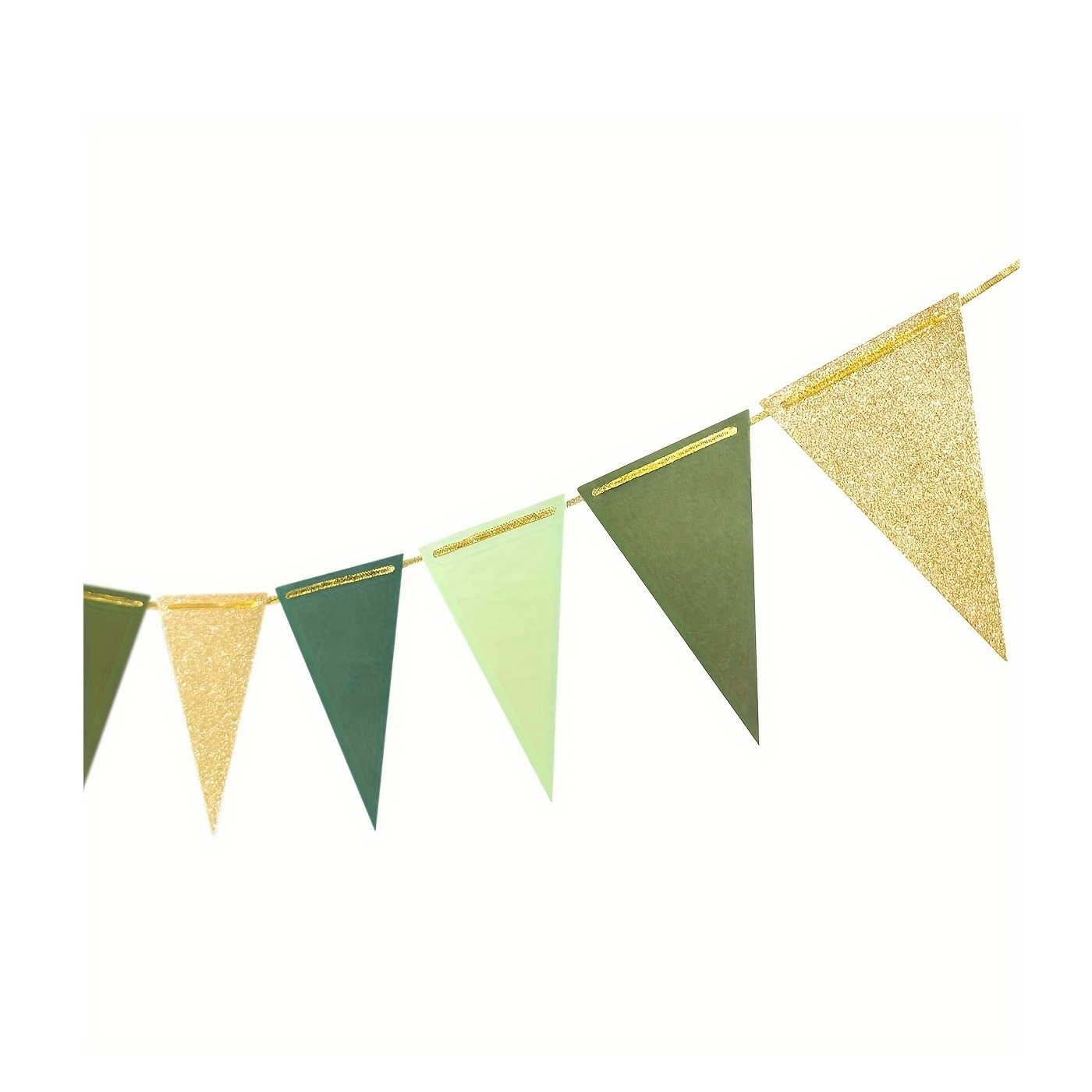 (6.5m) Wimpelkette Fahnen Girlande Glitzer Party Dekoration Accessoire - Gold / Grün