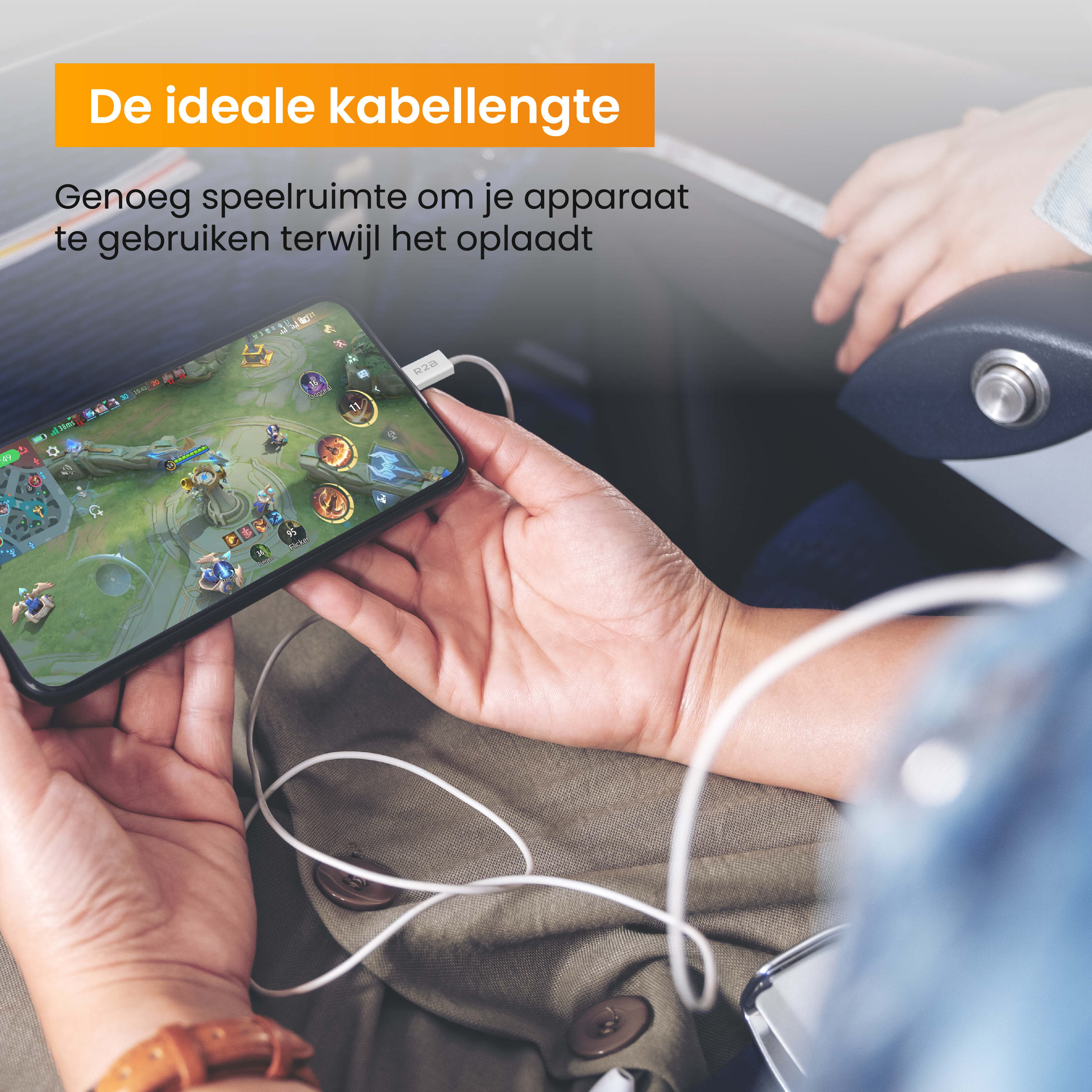 R2B 1 Meter Witte USB-C naar USB-C Kabel