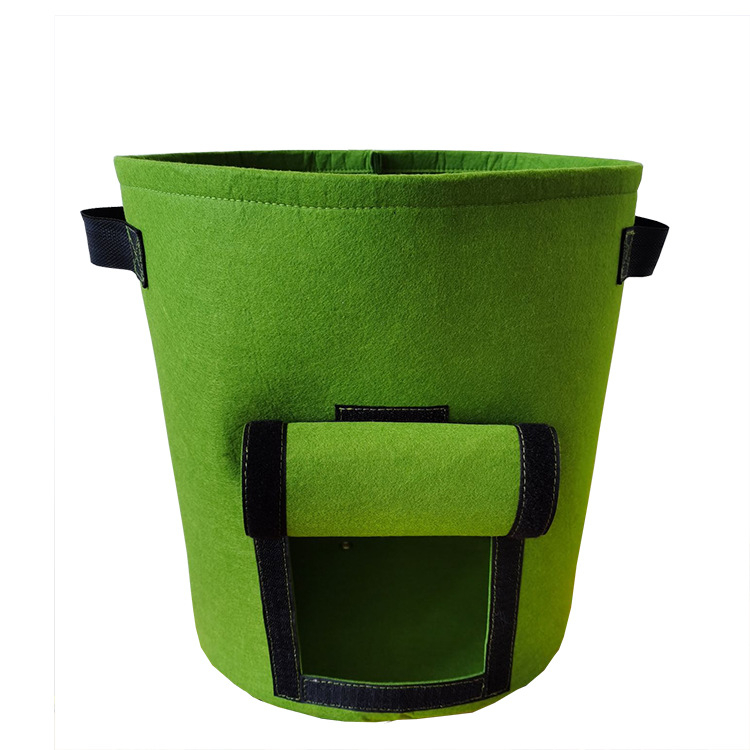 (2er Set) 30x33cm Kartoffel Filz Tasche Gemüse Zucht Beutel mit Sichtfenster - Grün