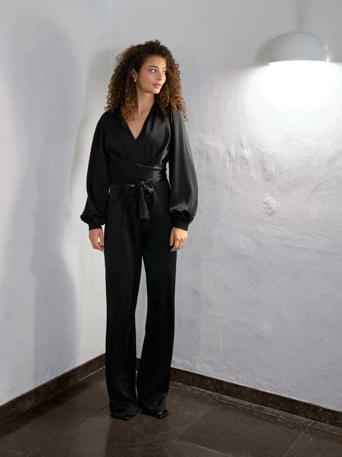 Neo Noir Rimaldi Heavy Sateen Jumpsuit Black