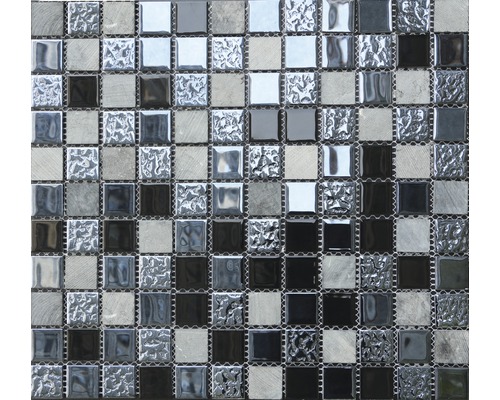 Glasmozaïek met natuursteen zwart 30,5x32,5cm