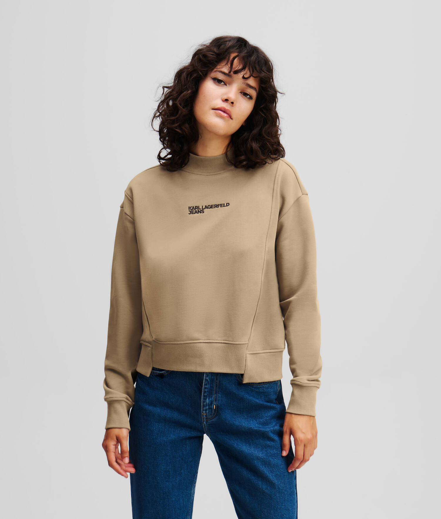 SWEAT-SHIRT À COL MONTANT ASYMÉTRIQUE - Taupe du désert