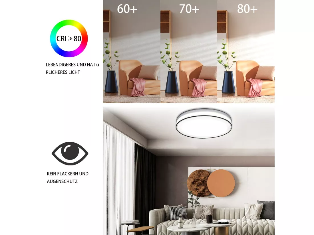 NETTLIFE Plafonnier LED 38CM Dimmable avec Télécommande Blanc Ronde Lampe de Plafond Tissu Moderne pour Salon Chambre Couloir Cuisine