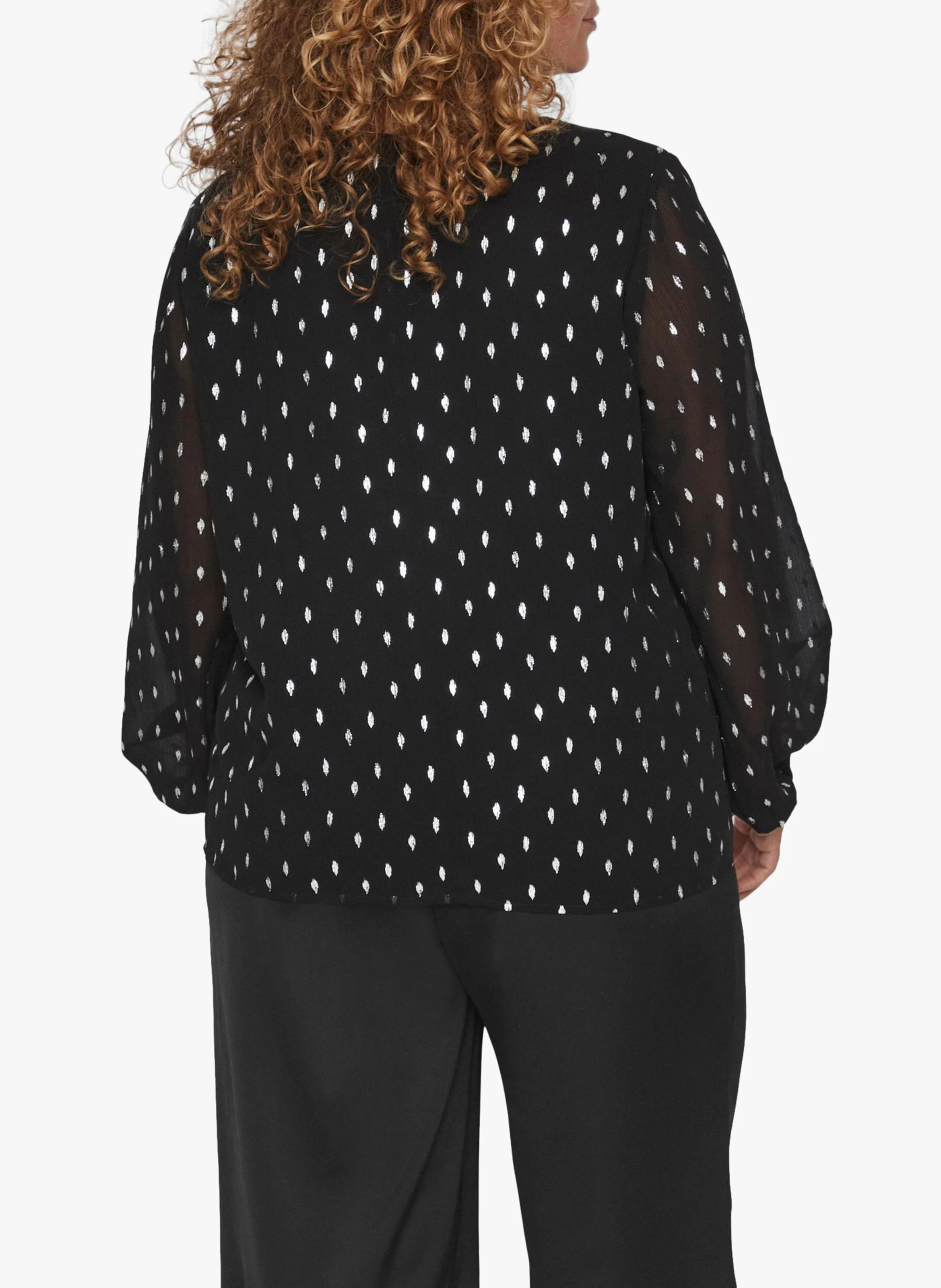 MINJA - Blouse col V imprimée pois | Noir
