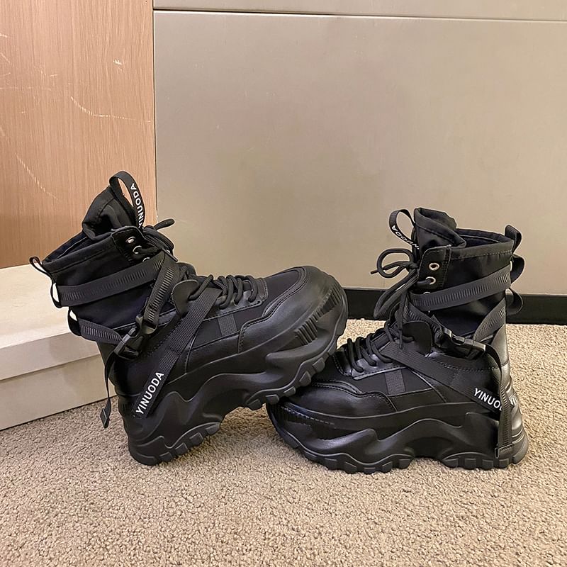 Sleeko - Hoge platform sneakers met letterband