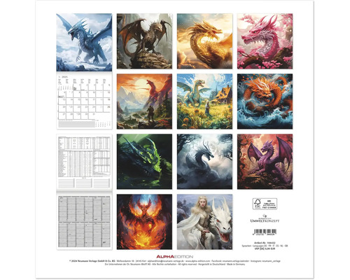 Wandkalender Draken 2025 30x30 cm