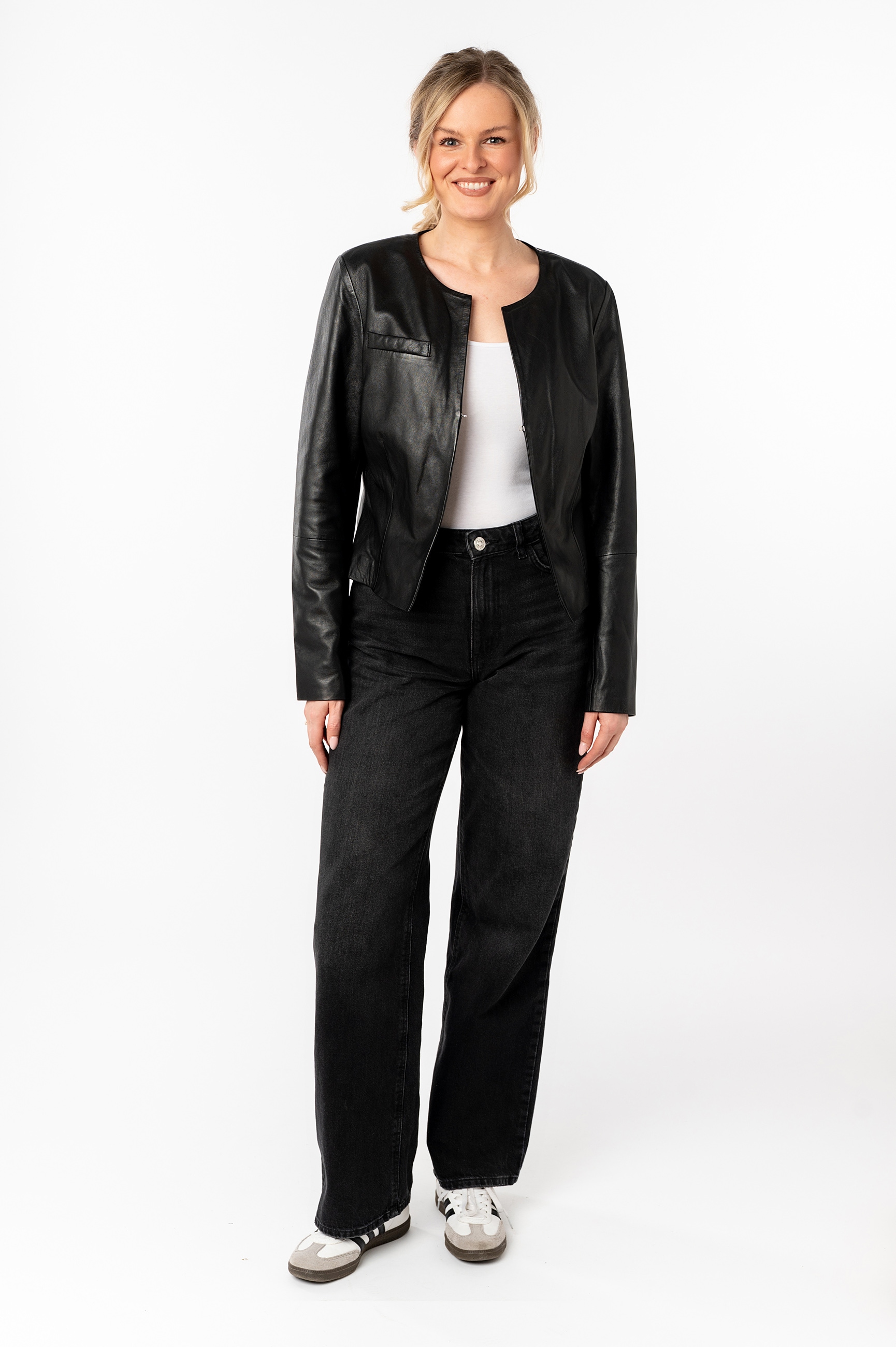 Mauritius Lederjacke »MWLelia« kragenlos