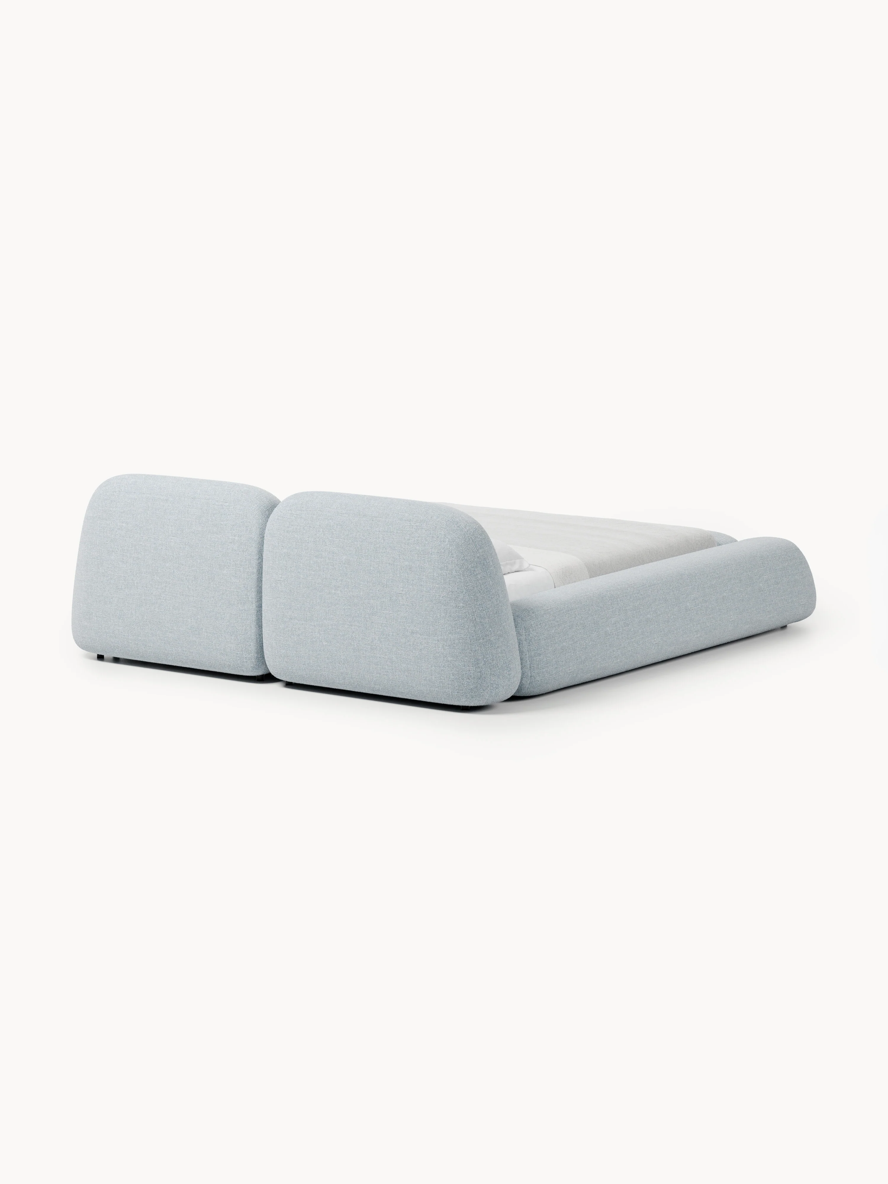 Bouclé gestoffeerd bed Wolke met opbergruimte