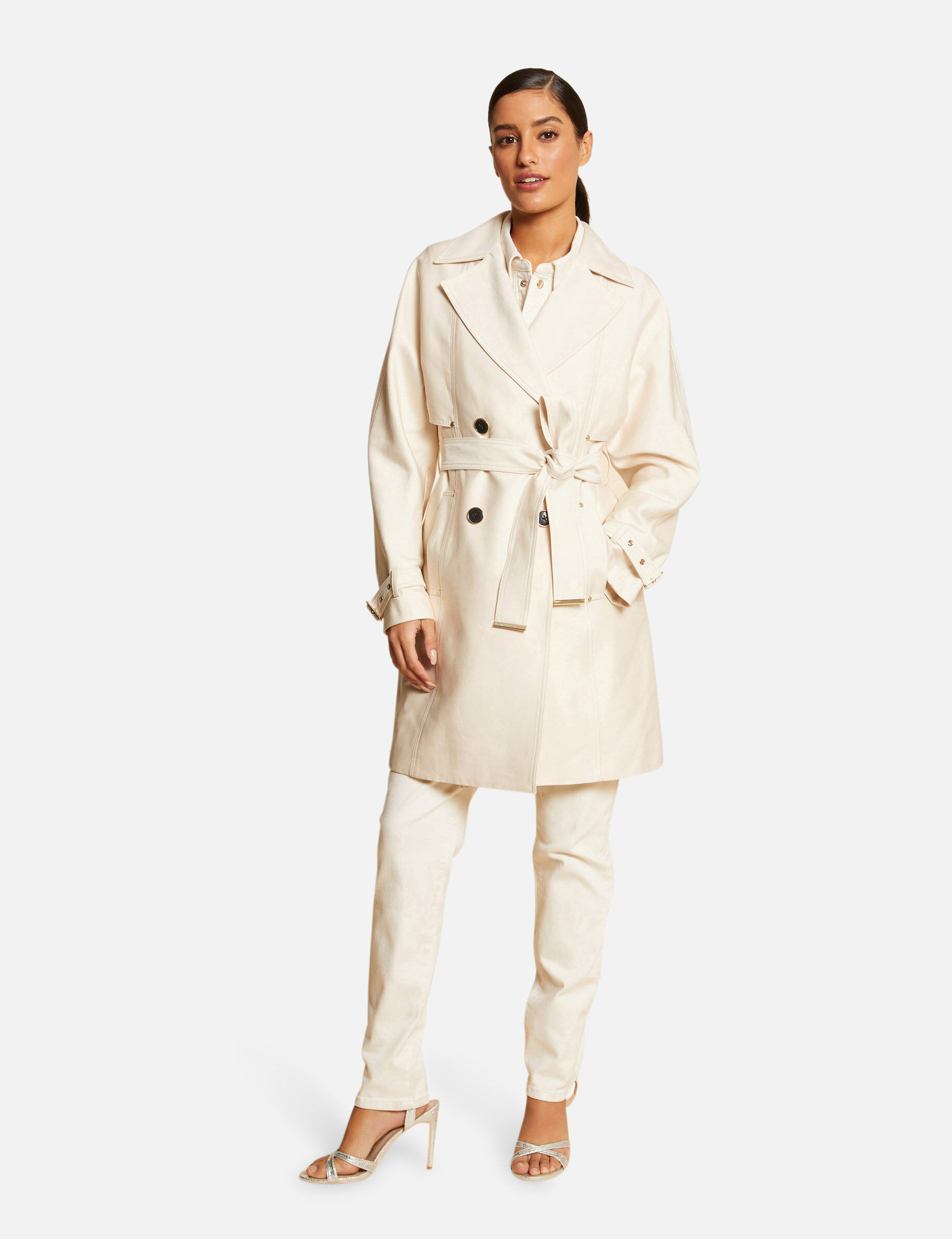 Trench droit ceinturé ecru moyen femme - ecru_moyen