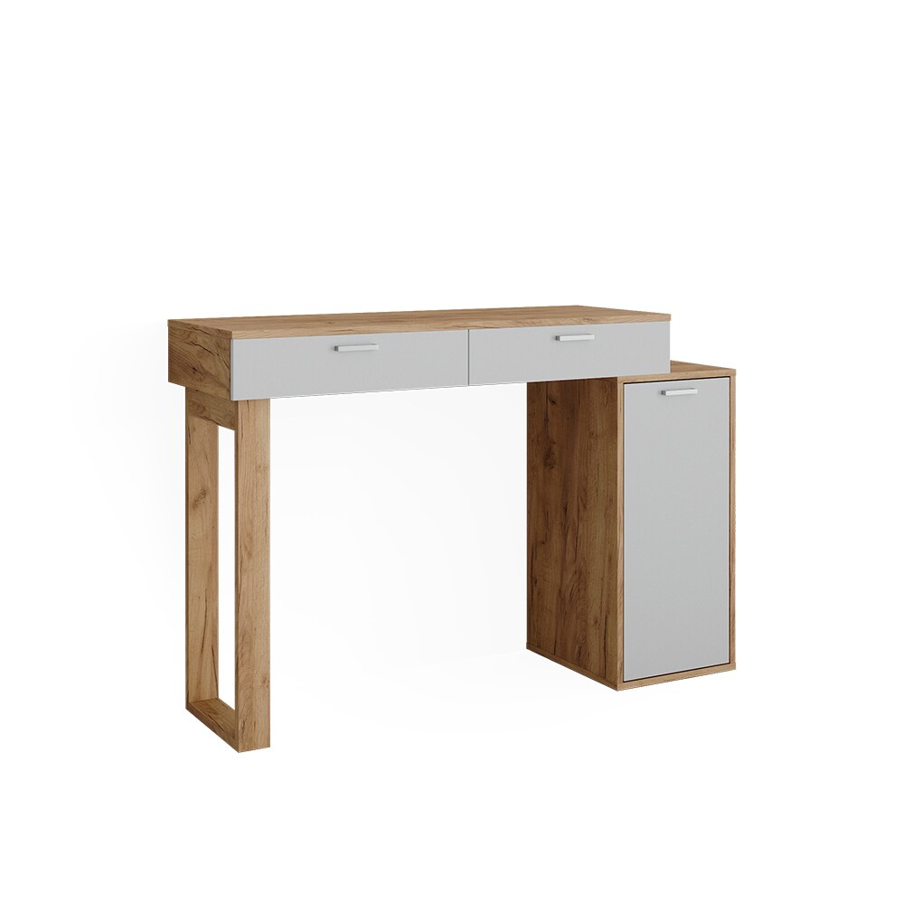 Vicco Schminktisch Regina Eiche Weiß 130 cm mit 2 Schubladen ohne Spiegel