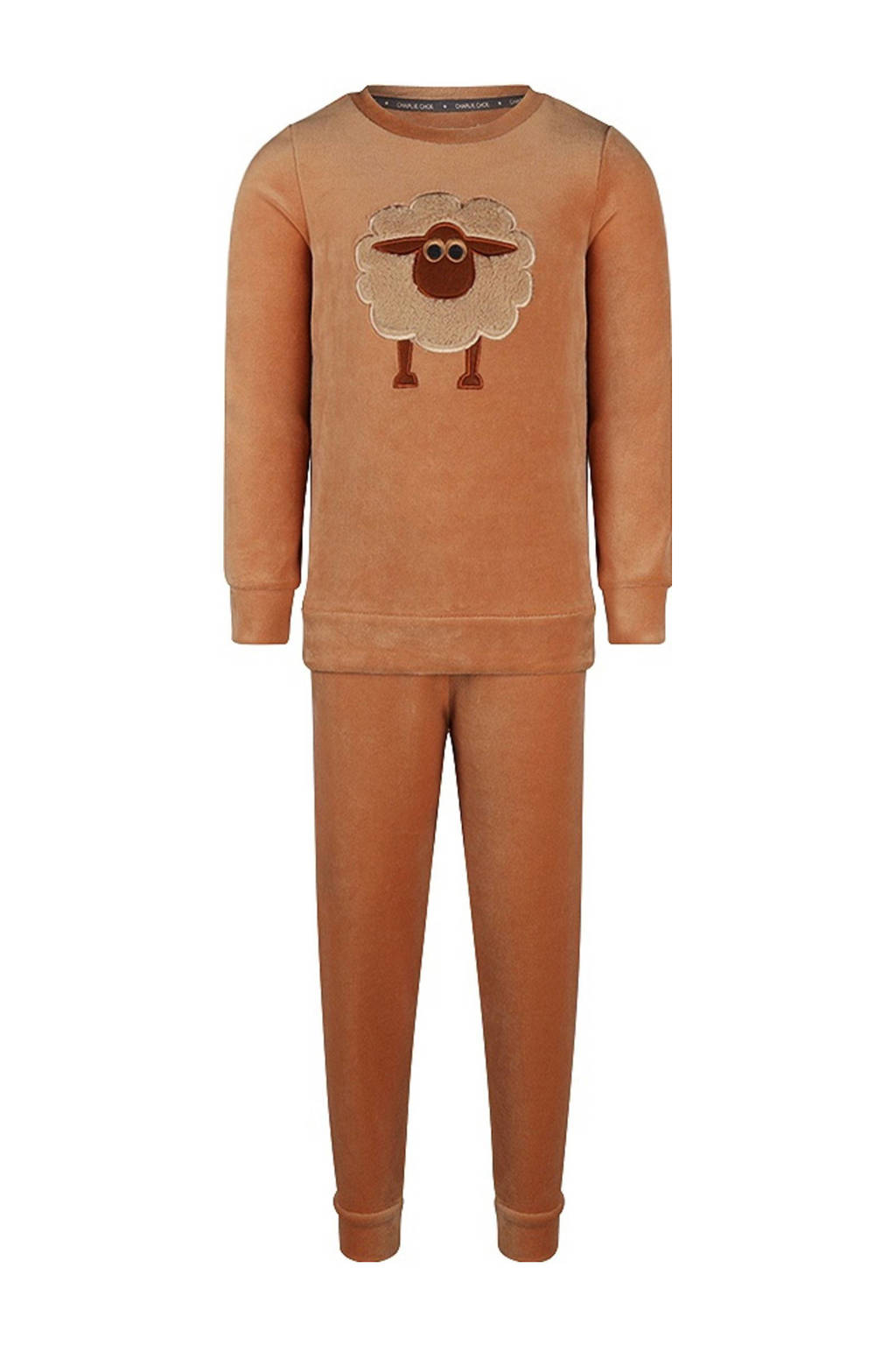 Charlie Choe pyjamaset fluweel oranjebruin