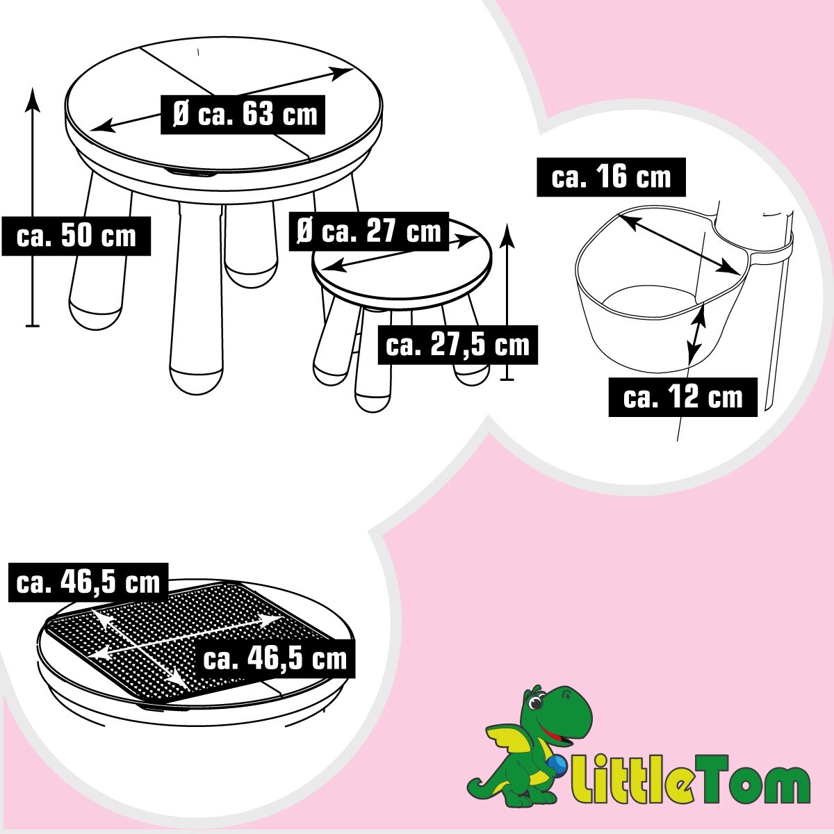 3-in-1 Kinder Spieltisch mit Platte für Bausteine - Kindertisch mit Stuhl
