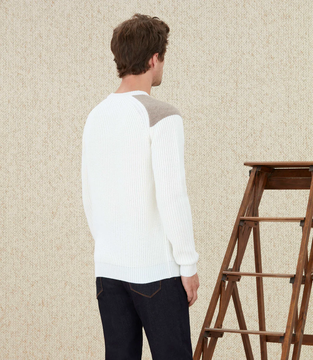 Pull à empiècements écru 