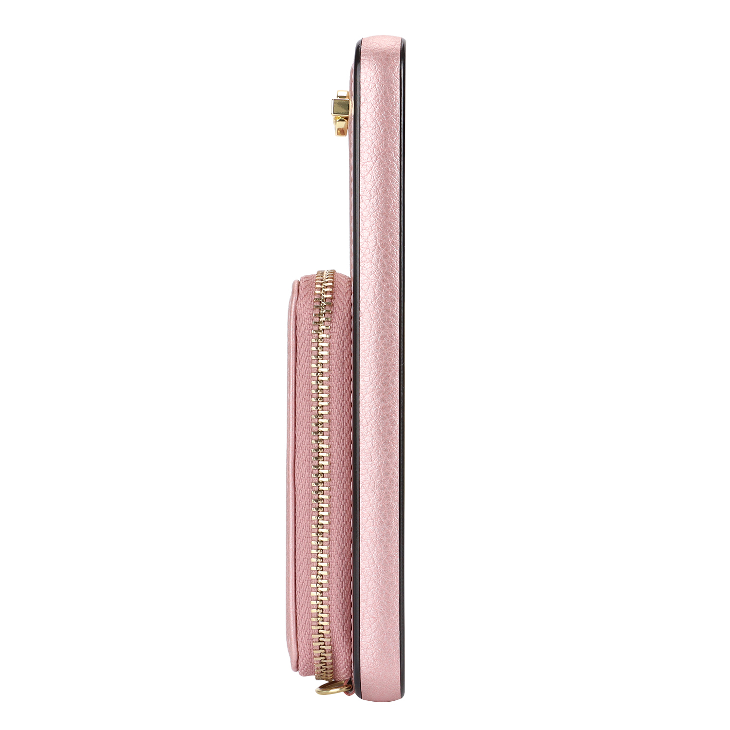 Samsung Galaxy S25 FE Necklace Leder Schutz Hülle mit Kartenfächer   Handykette (140cm) - Roségold