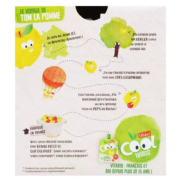 Vitabio Cool Fruits Maçã da Nouvelle-Aquitaine Acerola Orgânica 4 x 90g