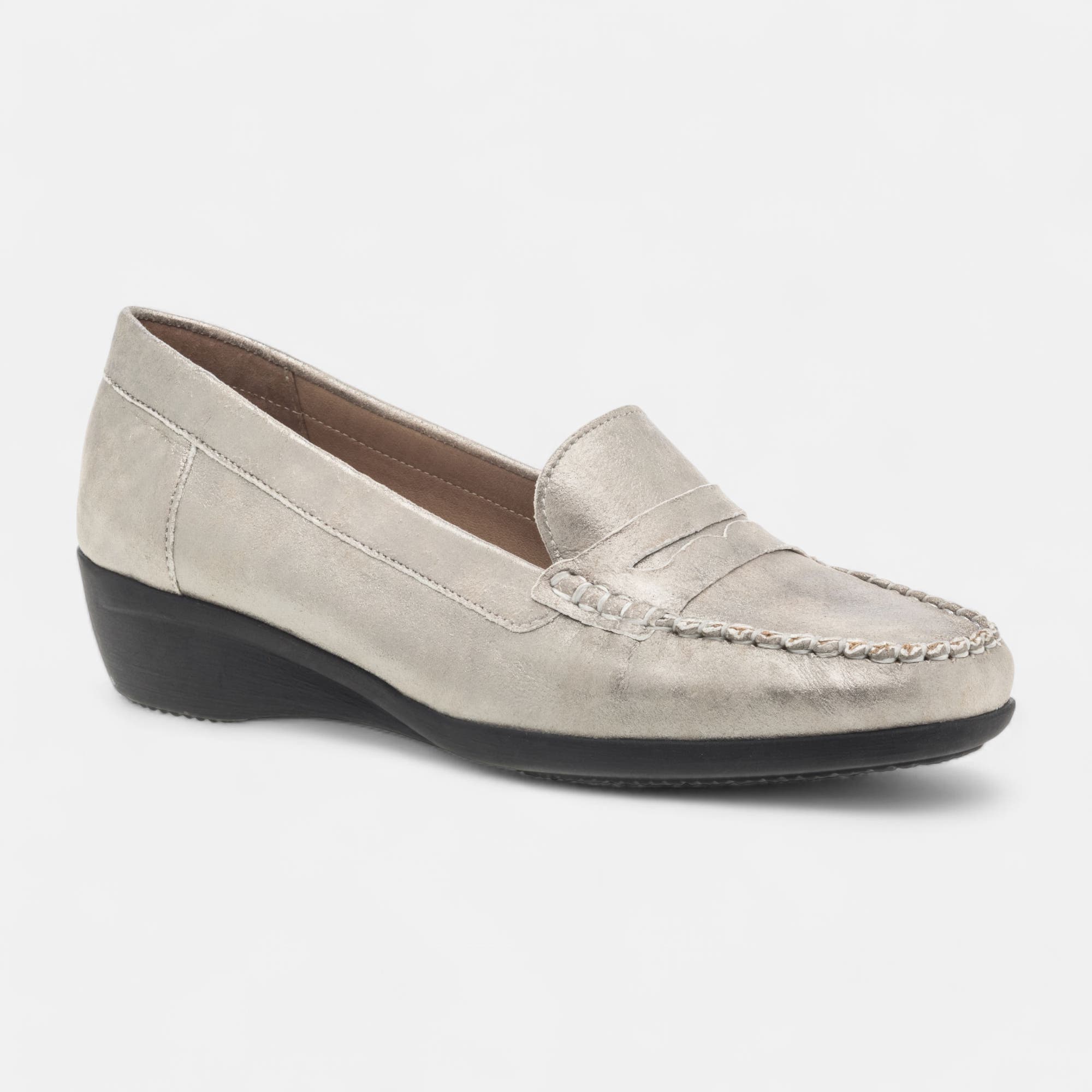 Mocassins pieds sensibles Femme en cuir gris
