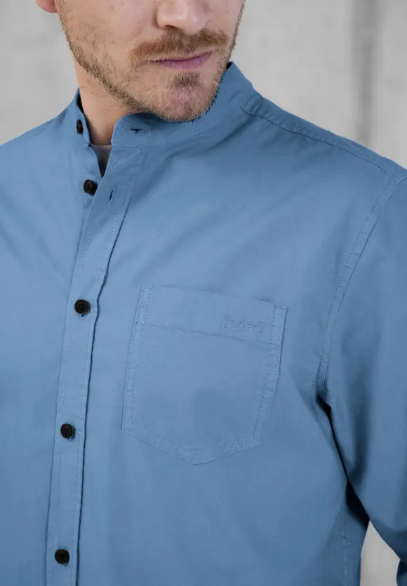 Hemd mit Stehkragen - smoky blue
