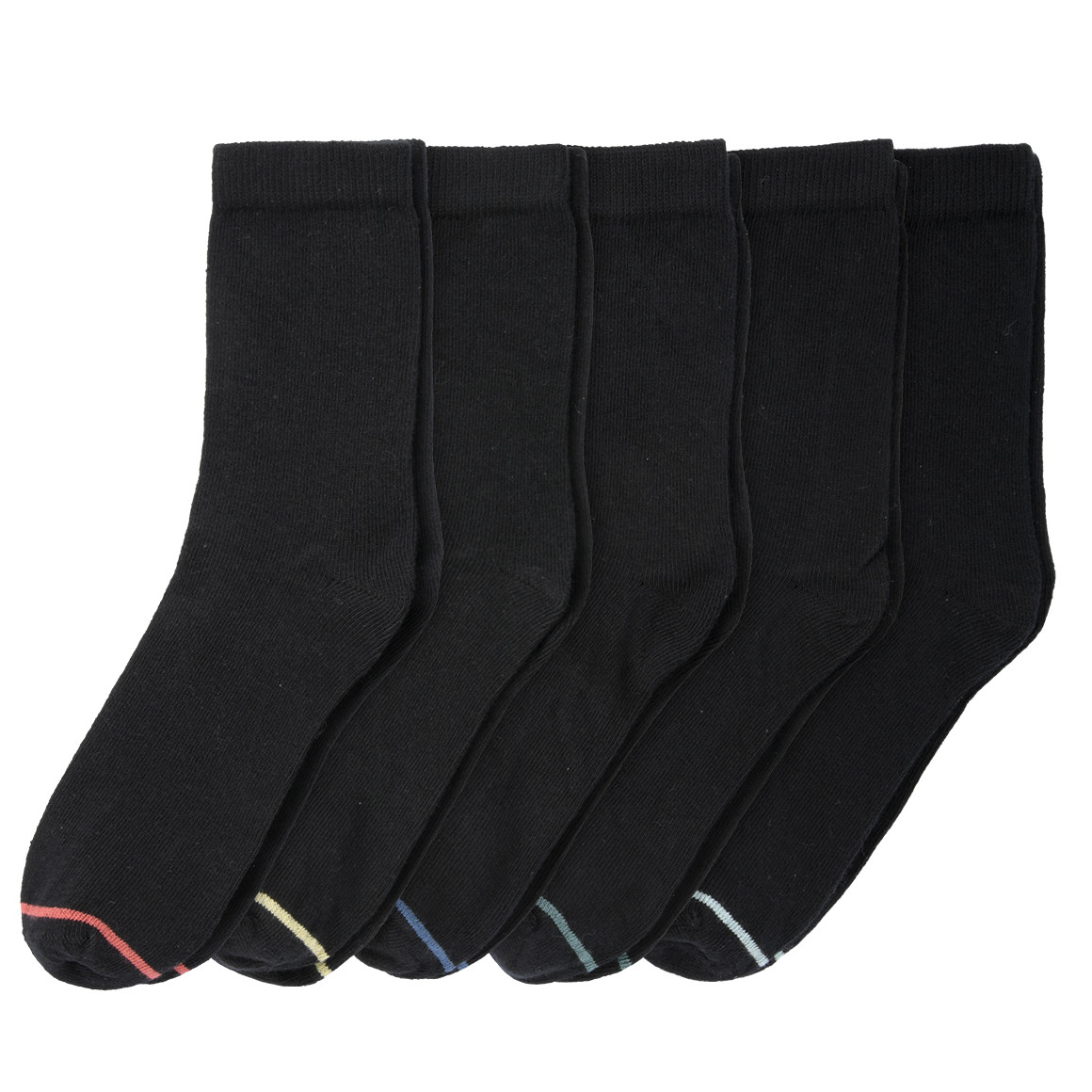 Topolino 5 Paar Kinder Socken mit dezenten Streifen schwarz
