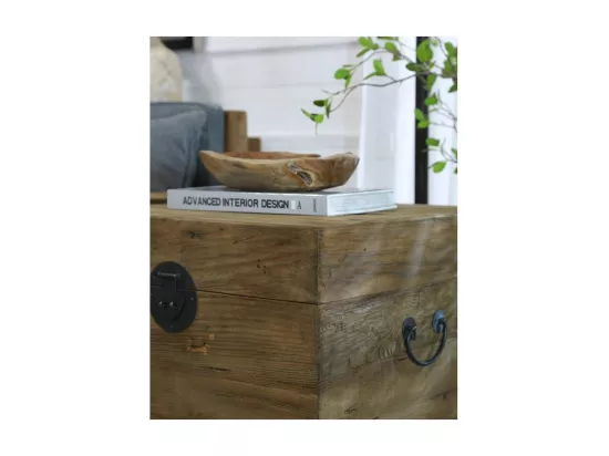 Coffre carré en pin et métal REWOOD Carré