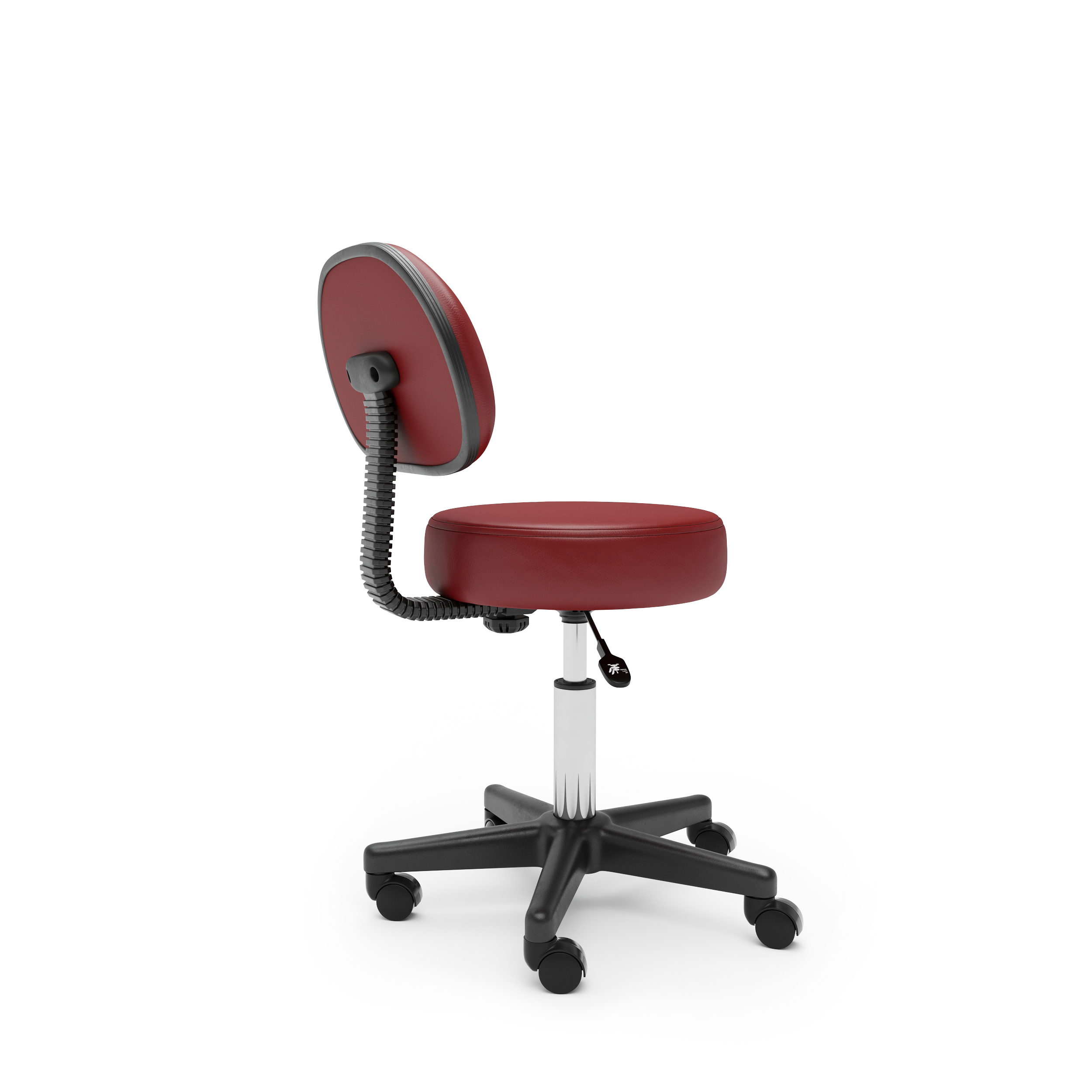 Drehstuhl Rollhocker mit Rückenlehne rot