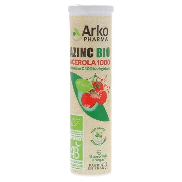 Arkopharma Azinc Acerola Natural 1000 Orgânica 15 comprimidos