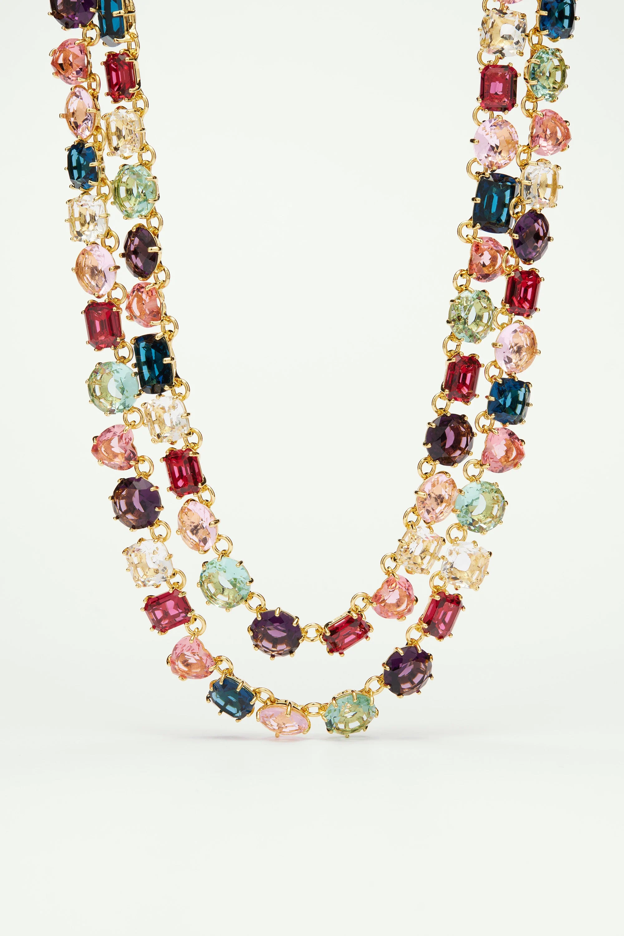 Collier deux rangs luxe la diamantine multicolore | Multicolore