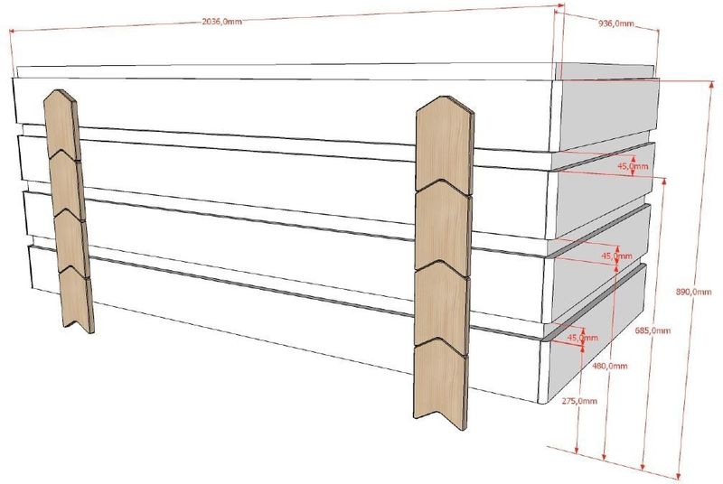 Vipack - Kinderbed Modulo arrow stapelbaar set van 4x200 - Wit