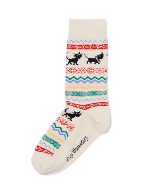 chaussettes de Noël nordiques Takkie femme blanc cassé