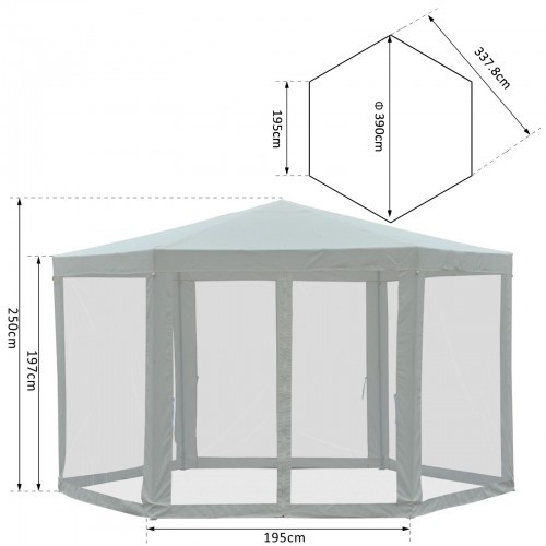 Tenda hexagonal com mosquiteiro cor creme