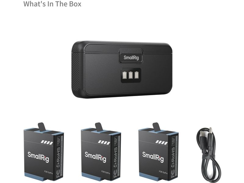Smallrig Digitalkamera-Akku GoPro Hero Battery and Charger Ersatzakku mit Ladecase