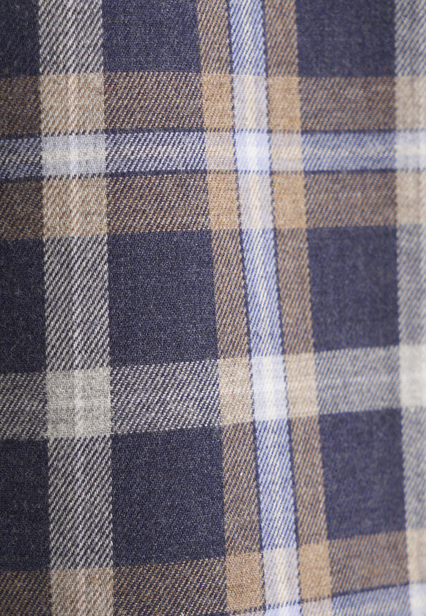Seidensticker Flannel shirt Regular Long sleeve Button-Down-Collar Check Blue